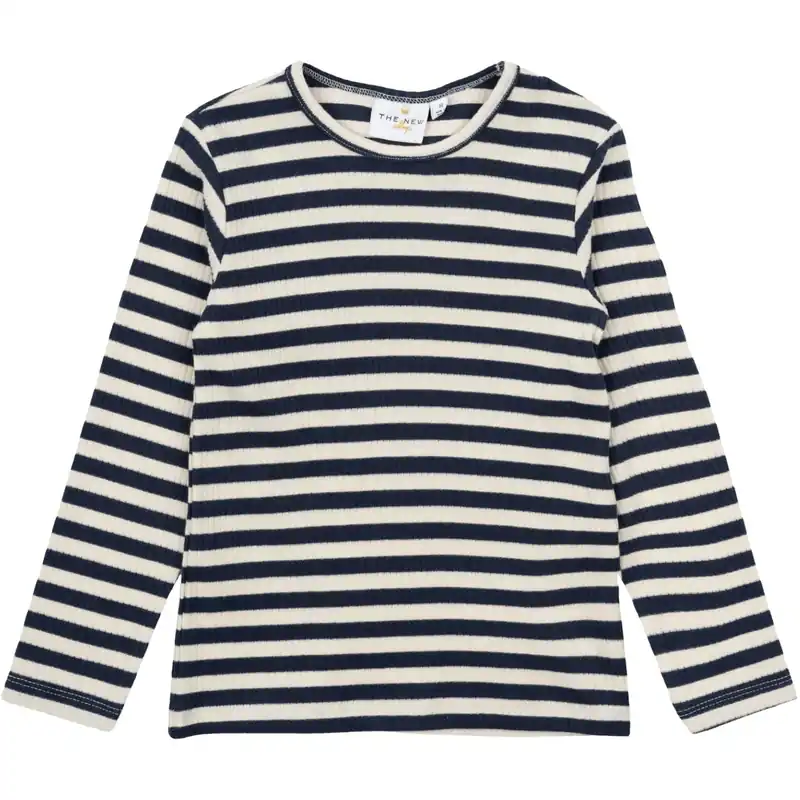 THE NEW Siblings Mood Indigo Striped Fro Uni Rib Blus Rea