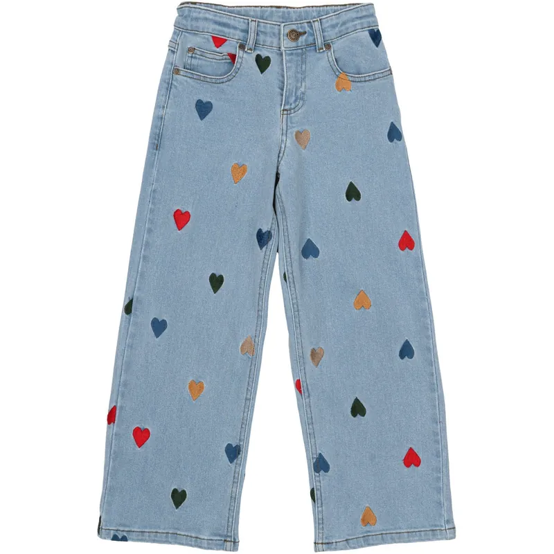 The New Light Blue Denim EMB Nessa Wide Jeans Köp nu