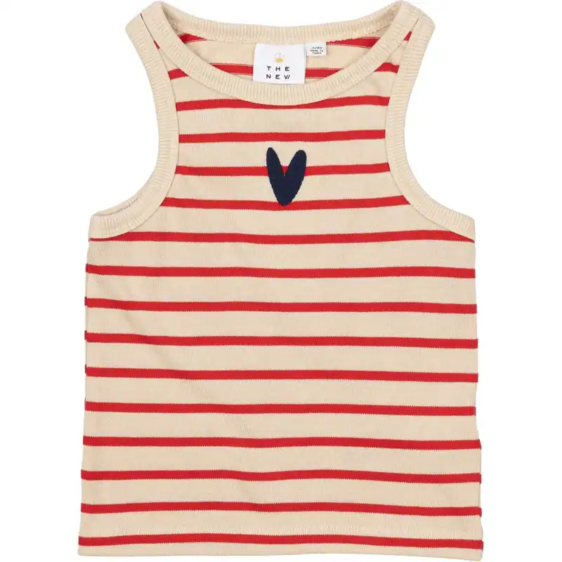 The New Poppy Red Striped Nil Kort Topp Rabatter
