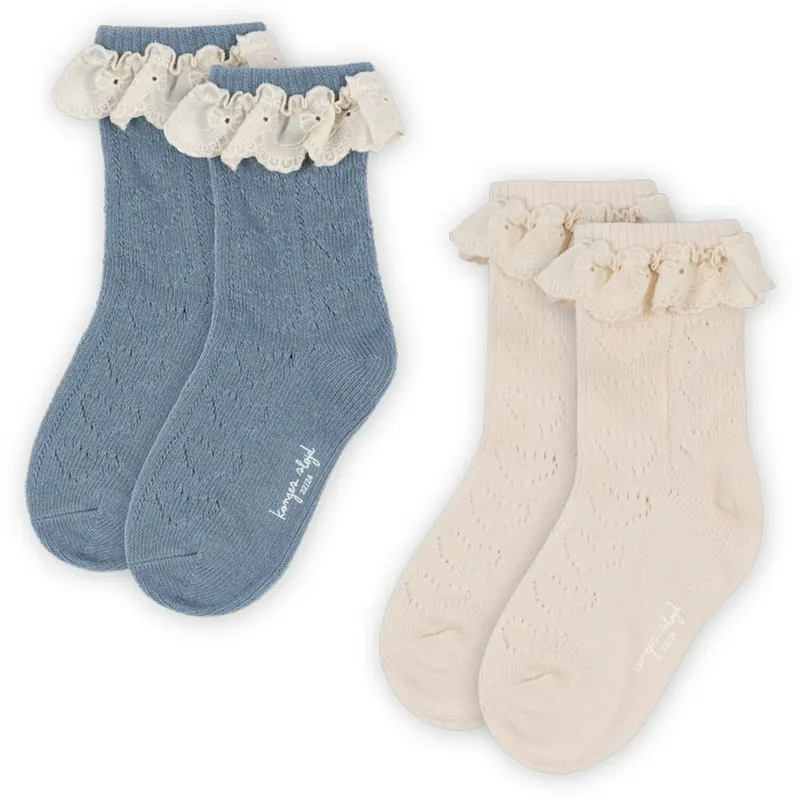 Rabatt Konges Sløjd Blue Mix 2 Pack Pointelle Strumpor