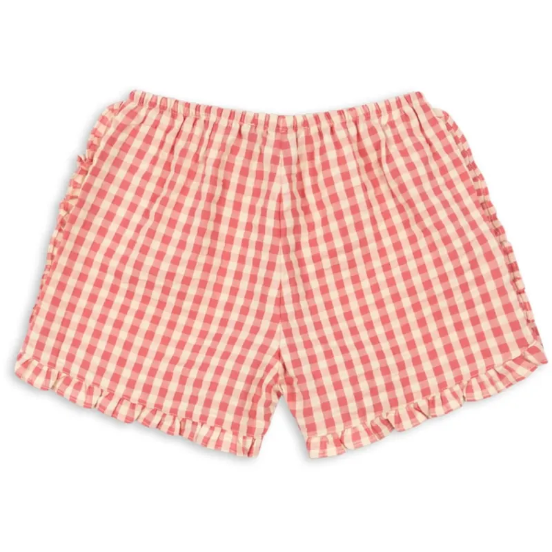Konges Sløjd Flamingo Plume Check Kim Frill Shorts Gots Kampanjpris