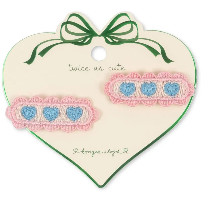 Konges Sløjd Buttercream 2 Pack Heart Embroidery Hårklämma Populär