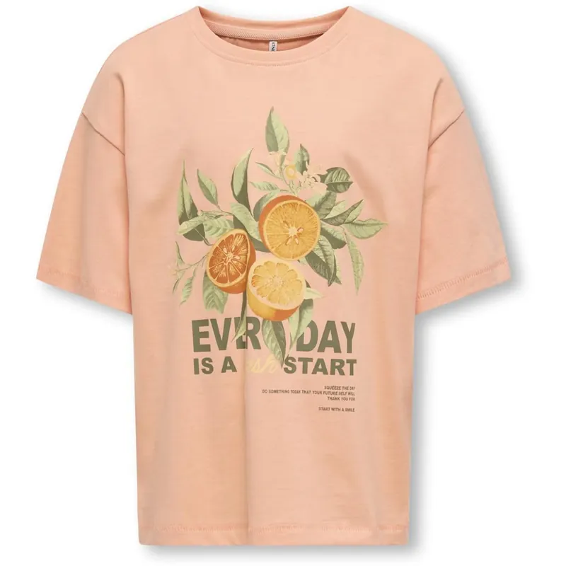 Sänkt pris kids ONLY Salmon Fresh Helen Life Loose T-Shirt Noos
