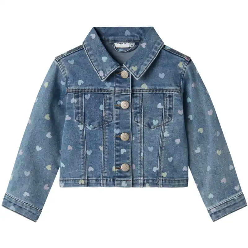 Begränsat erbjudande Name It Medium Blue Denim Heart Falula Denim Jacka