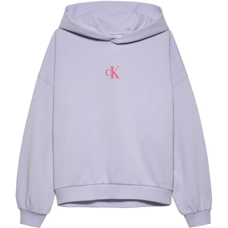 Calvin Klein Purple Heather Flower Back Graphic Hoodies Snabb leverans