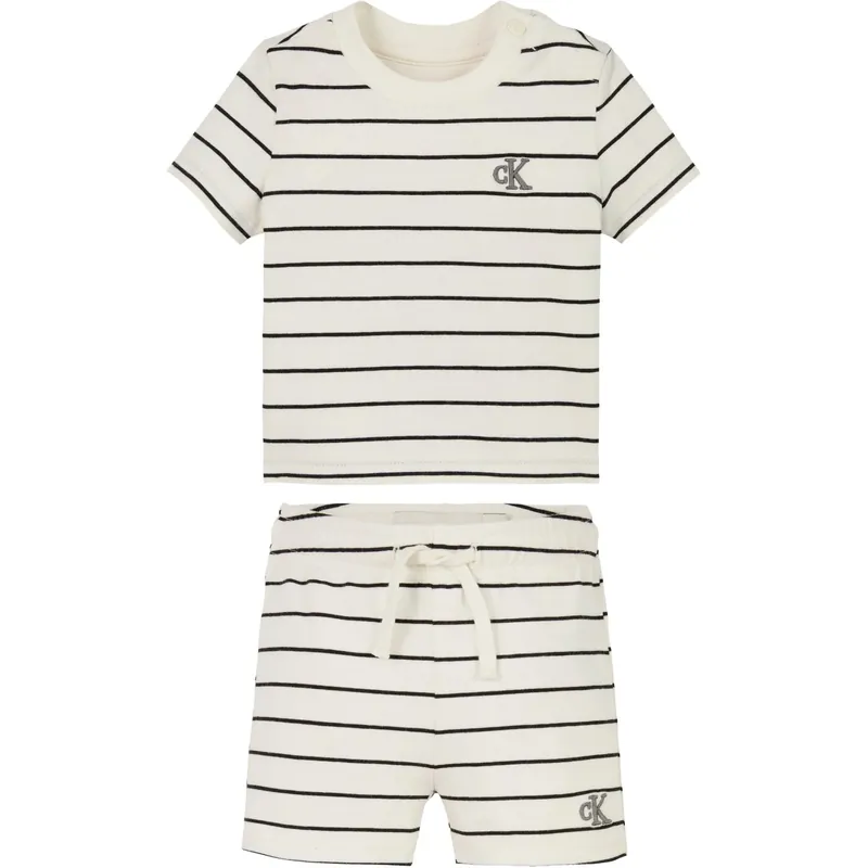 Calvin Klein Tofu / Ck Black Stripe Stripe Ss T-Skjorta Shorts Set Beställ idag