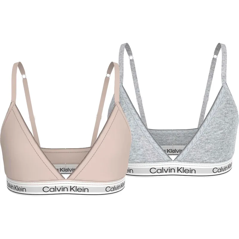 Säker betalning Calvin Klein Silverpeony/Greyheather 2-Pack Triangle Bralette