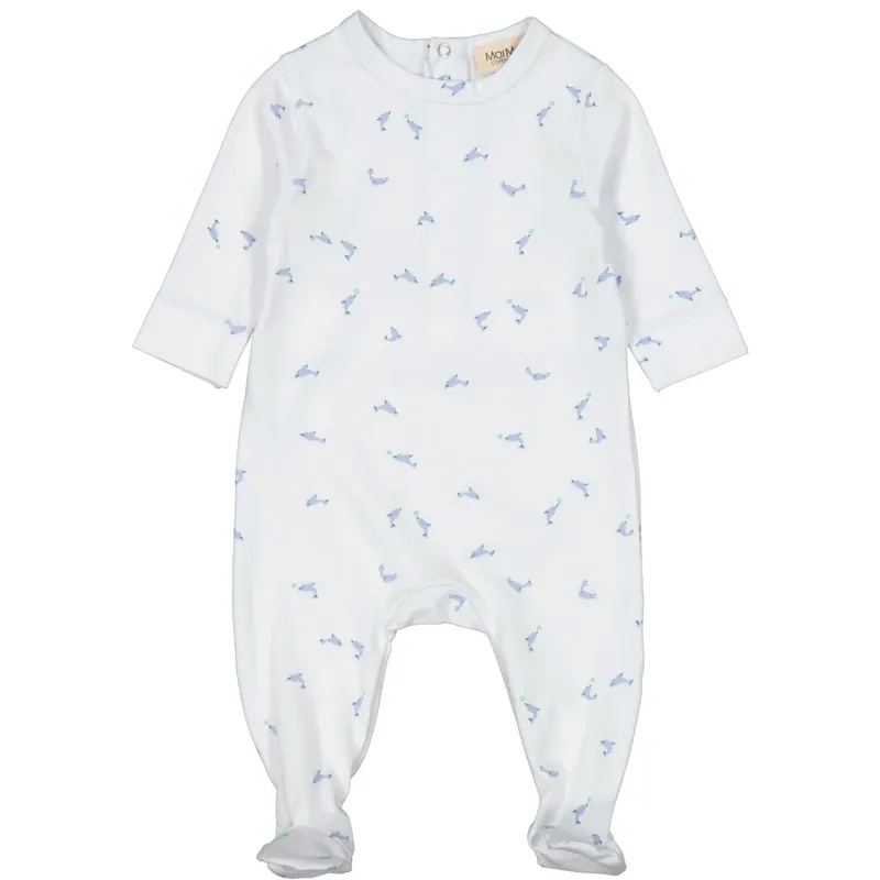 Erbjudande MarMar New Born Modal Smooth Print Dolphin Riova Romper