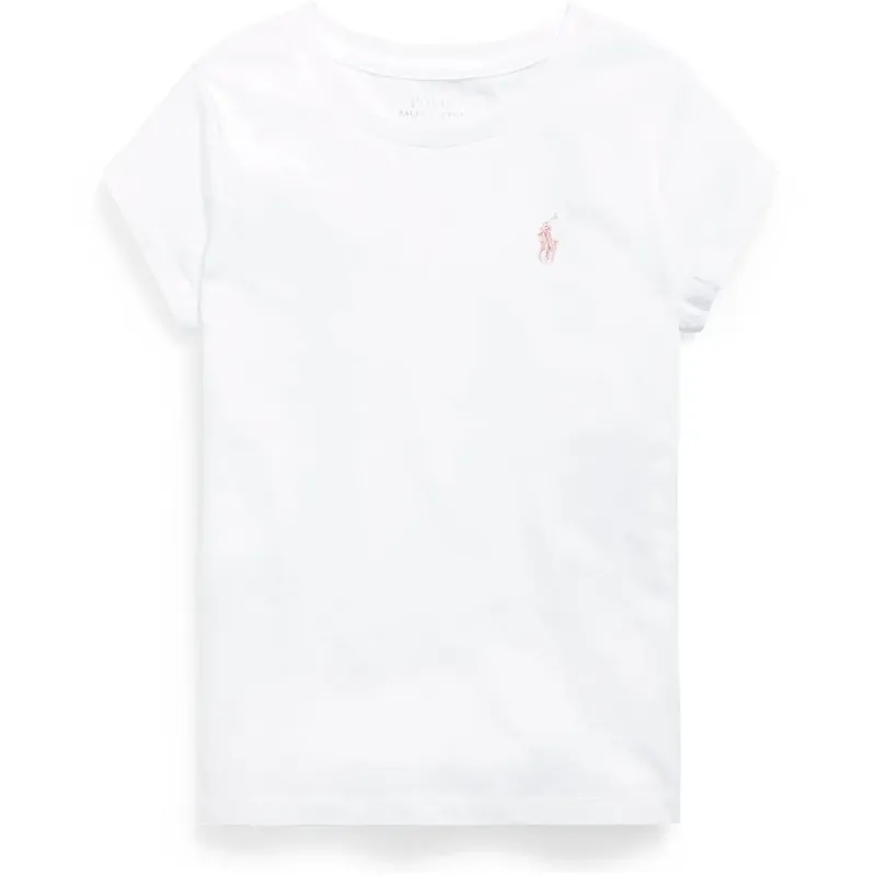 prisnedsättning Polo Ralph Lauren White W/ Hint Of Pink Girl T-Shirt