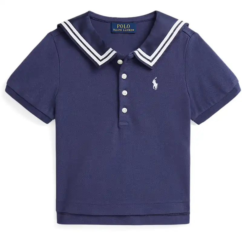 Polo Ralph Lauren Boathouse Navy W/ White Girl Pikétröja Skjorta Säker betalning