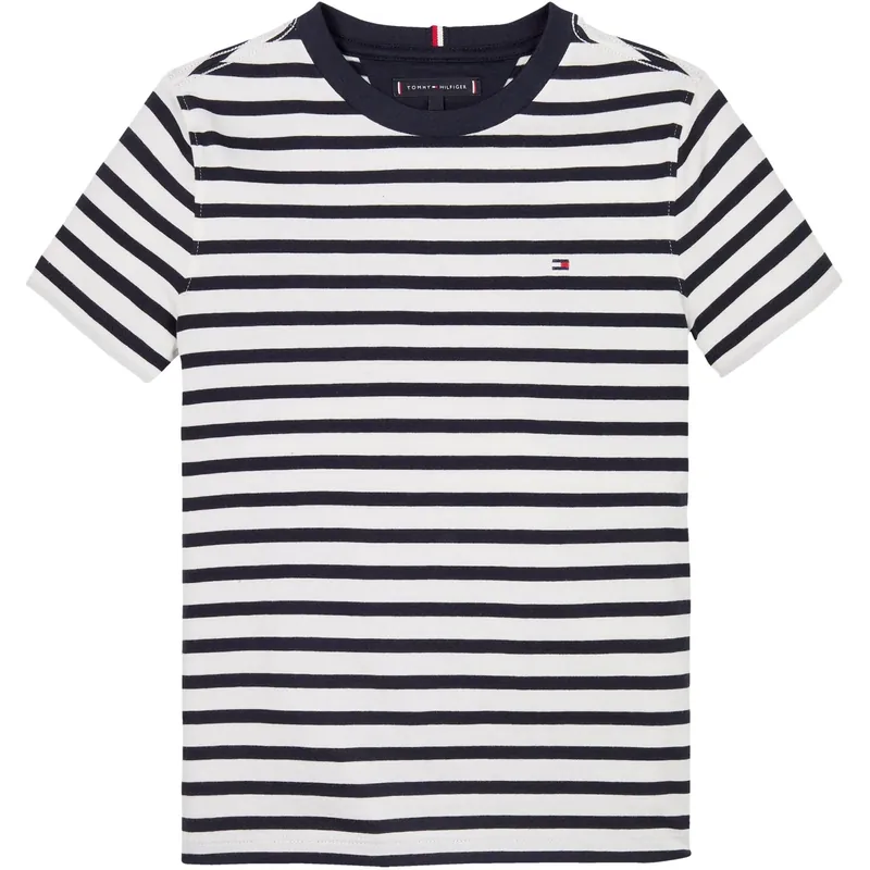 Tommy Hilfiger Dark Night Navy White Breton Stripe Essential Bomull Reg T-Skjorta Begränsat erbjudande