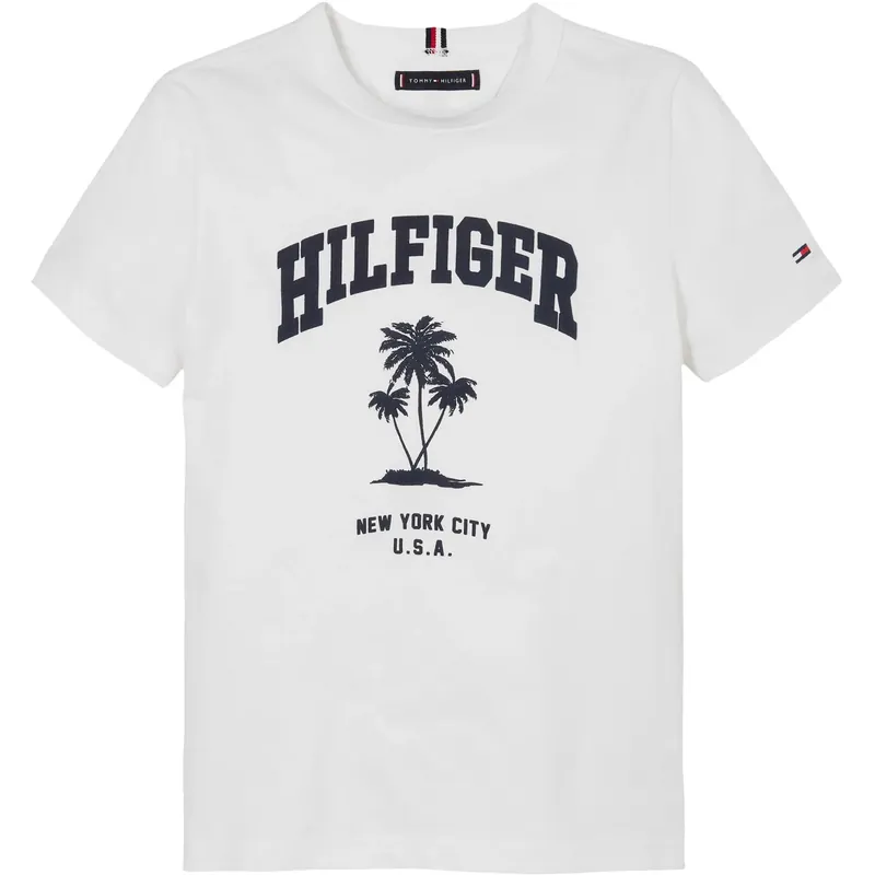 Tommy Hilfiger White Hilfiger Palm Print T-Skjorta Bästa pris