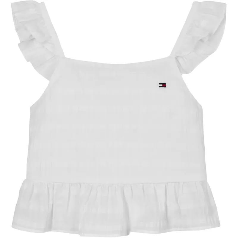 Bästa pris Tommy Hilfiger White Textured Bomull Topp