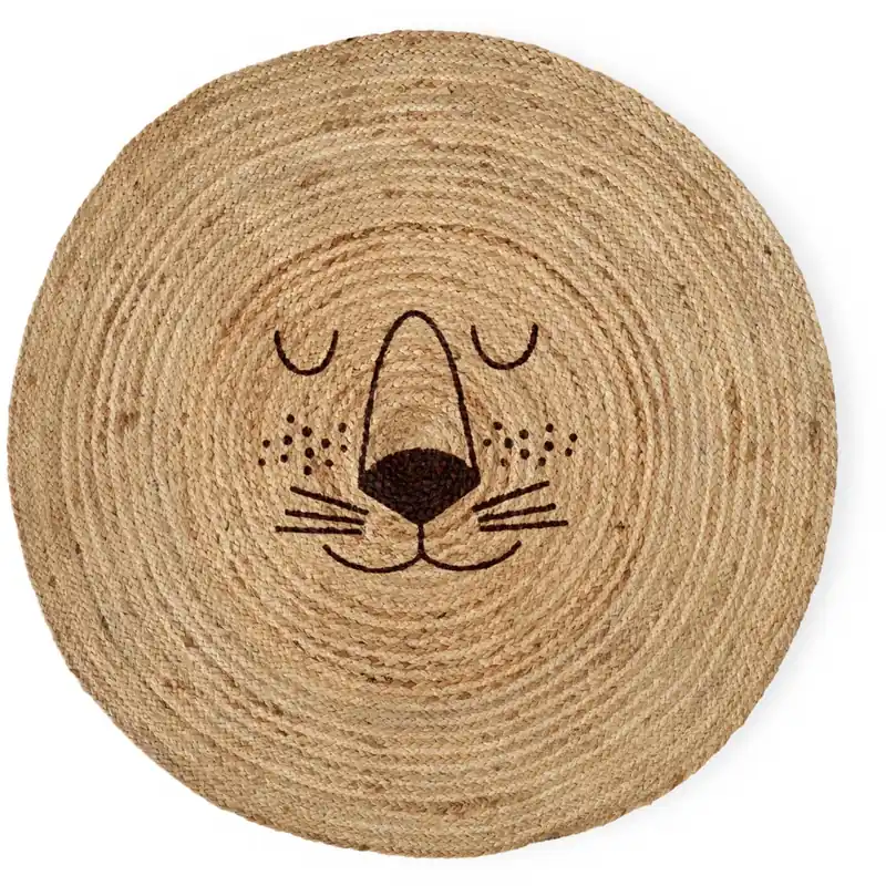 Säker betalning Rice Jute Golv Mate Med Lion Face