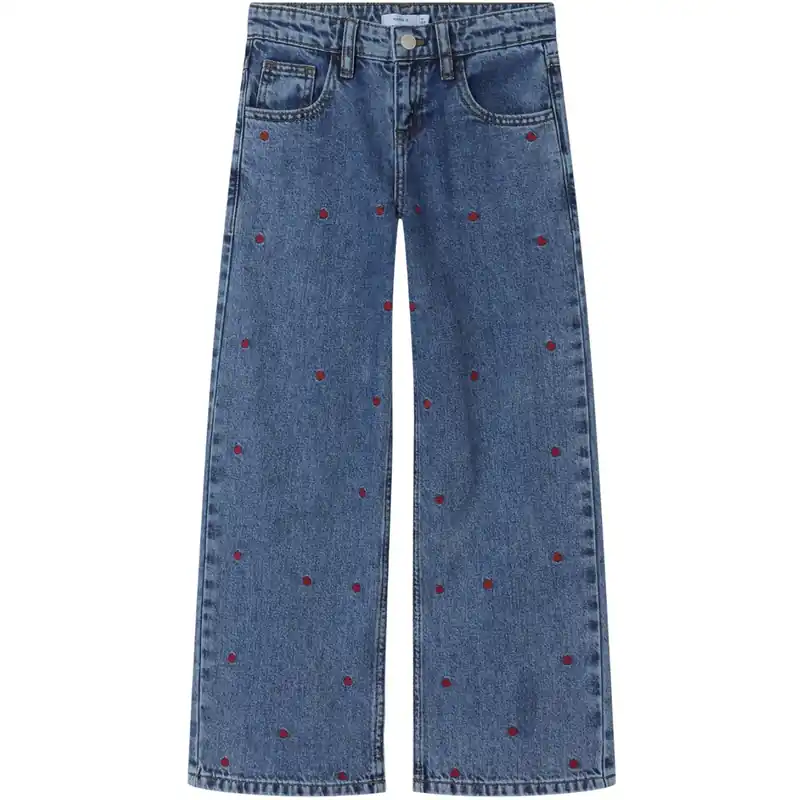 Name It Medium Blue Denim Heart Bella Wide Jeans prisnedsättning