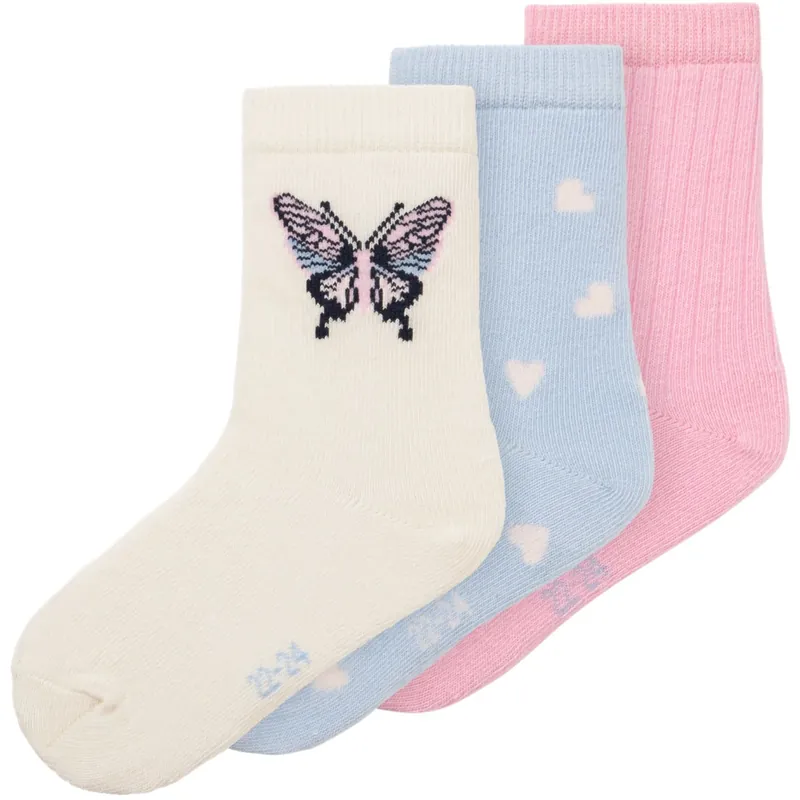 Beställ nu Name It Pink Frosting Serenity/Cloud Dancer Dorthea 3-Pack Strumpor
