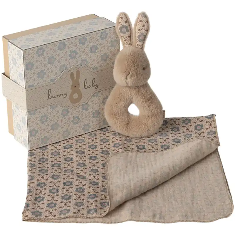 Maileg Rabbit Skallra Set - Cream Peach Kampanj