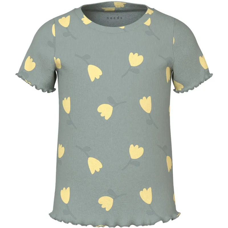 Expressleverans Name It Aqua Gray Lemon Vemma AOP Slim T-Shirt