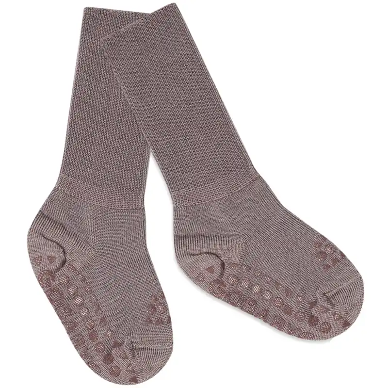 Gobabygo Dark Purple Dove Non-Slip Strumpor I Merino Ull Billigare