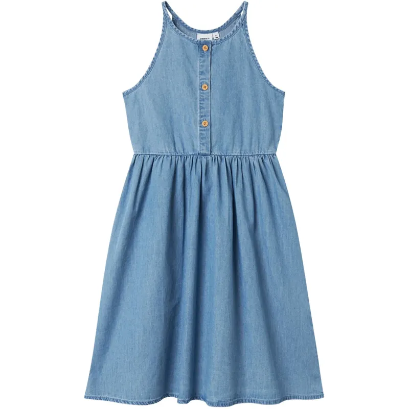 Köp online Name It Medium Blue Denim Joy Rem Denim Klänning