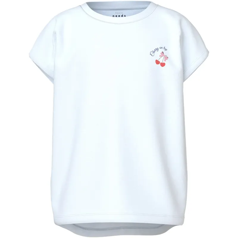 Erbjudande Name It Bright White Heart Cherry Varutti Capsl Loose T-Shirt