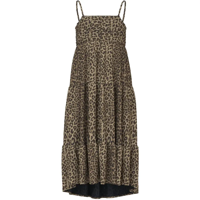 Premium Name It Black Leopard AOP Vinaya Rem Maxi Klänning