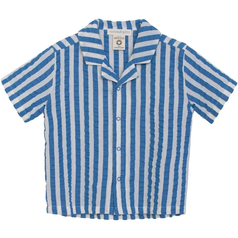Kampanj Serendipity Azur Stripe Kort Sleeve Skjorta