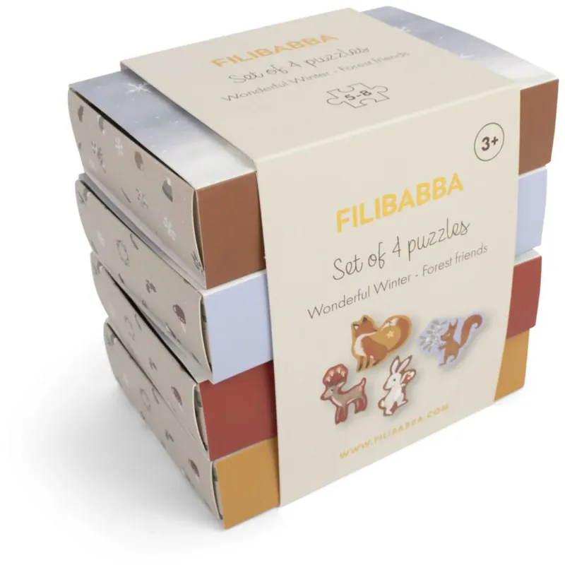 FILIBABBA Forest Friends Set Of 4 Puzzles Wonderful Winter Nedsatt pris