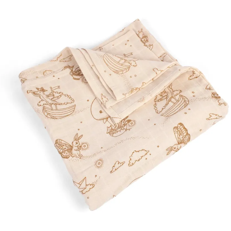 Snabb frakt FILIBABBA Dreamy Adventurers Muslin Muslinfilt Diaper 120x120 Cm Gots