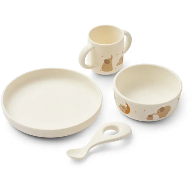 Beställ nu LIEWOOD Elephant / Creme De La Creme Vivi Printed Tableware Sett