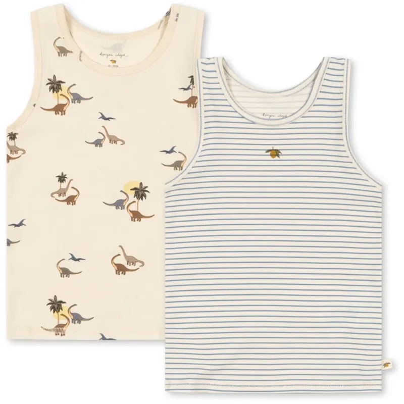 Konges Sløjd Kubi/Stripe Bluie Basic 2 Pack Tanktop GOTS Extra rabatt