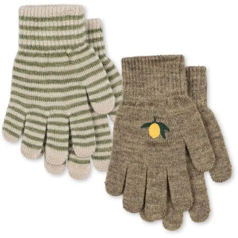 Lägg i varukorgen Konges Sløjd Lemon/Stripe 2 Pack Filla Handskar