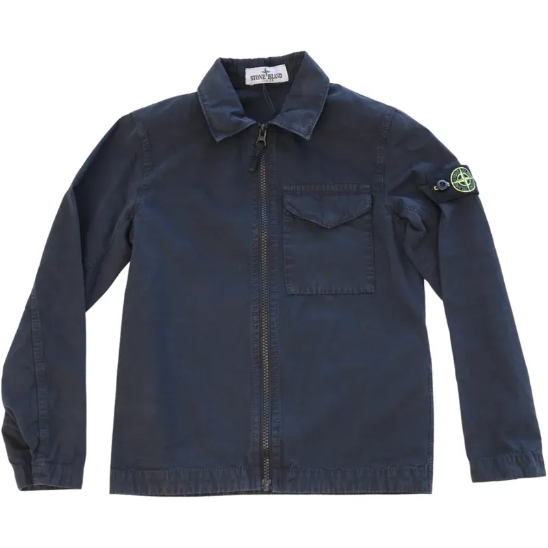 Stone Island Navy Blue Skjorta Premium