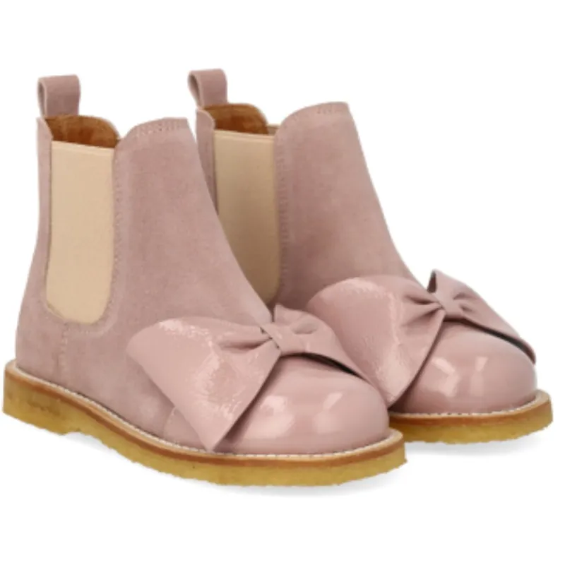 Bästa pris Angulus Faded Rose/Rose Elastisk Chelsea Känga med Rosett