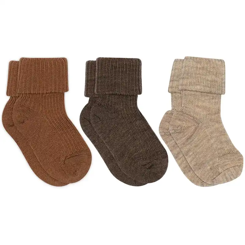 I lager Mp Danmark Pecan Pie Ull Rib Baby Strumpor 3-Pack