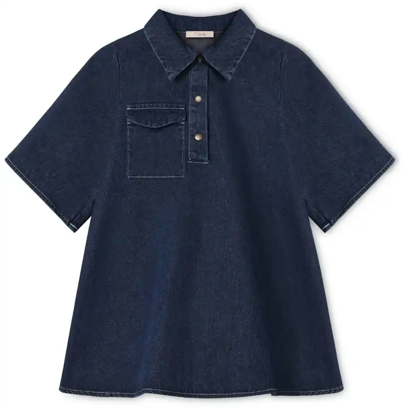 Rea Fliink Dark Denim Blue Don Denim Ss Klänning