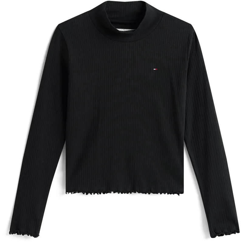 Tommy Hilfiger Black Mock Neck Topp Ls Trygg betalning