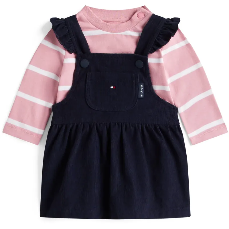 Populär Tommy Hilfiger Dark Night Navy Baby Cord Dungaree Klänning Sett