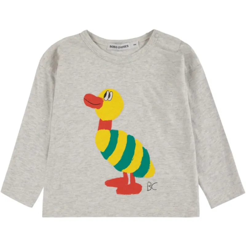 Populär Bobo Choses Light Heather Grey Striped Duck T-Shirt