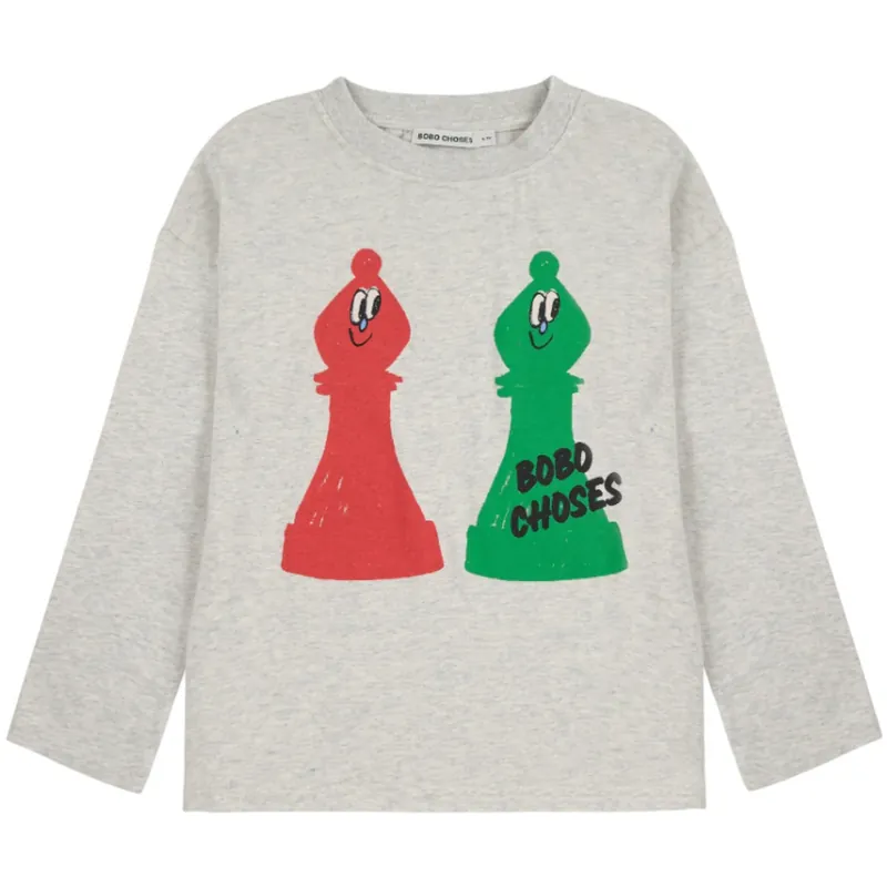 Outlet Bobo Choses Light Heather Grey Checkmate T-Shirt