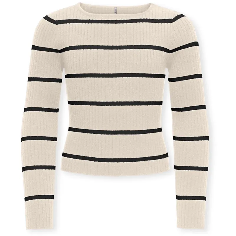 kids ONLY Whitecap Gray Black Kogibi Ls Rib Boatneck Cp Knt Beställ nu