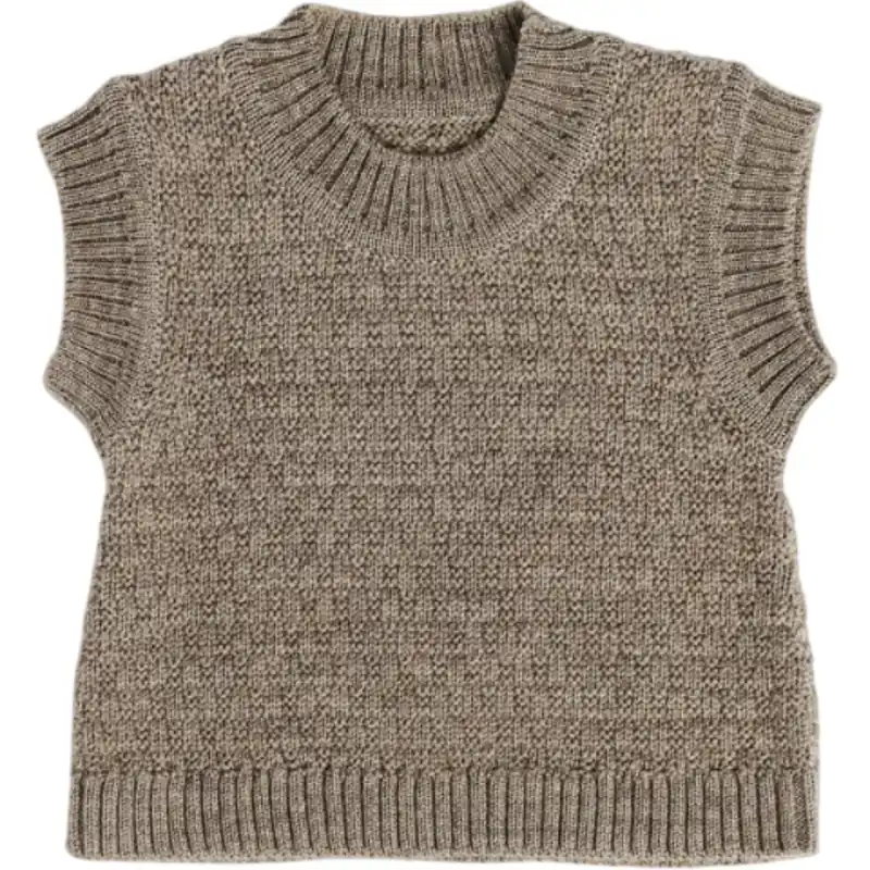 Smallstuff Nature Melange Väst Square Stickad Merino Ull Outlet
