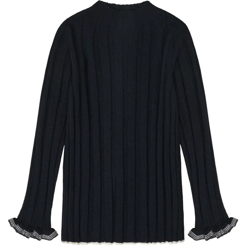 FUB Dark Navy High Neck Blus Billigare