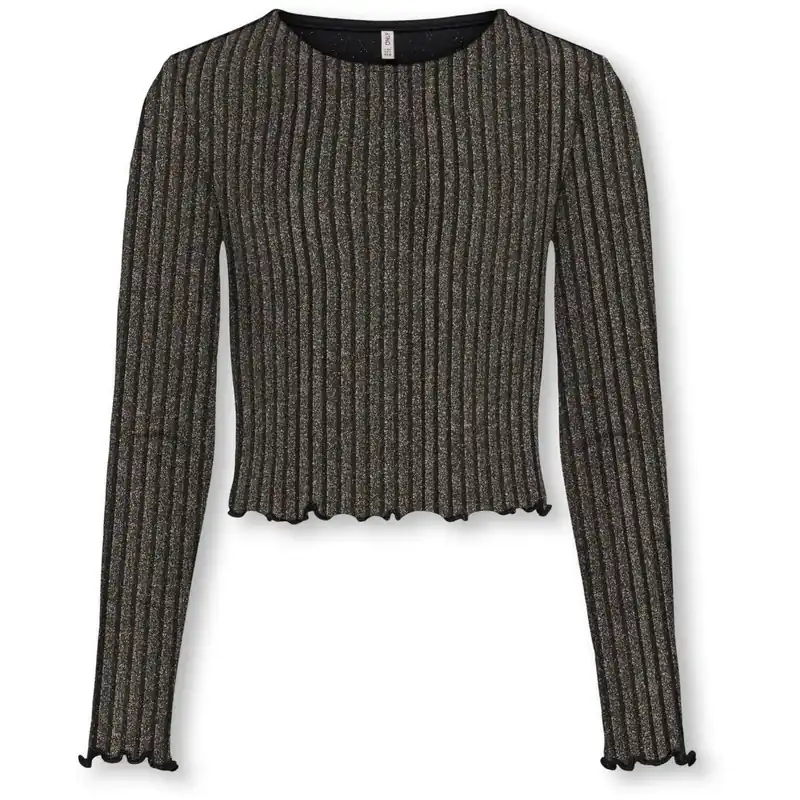 Lägg i varukorgen kids ONLY Black Lurex Light Gold/Silver/Wide Stripe Kogqueen L/S Glitter Topp Bf Jrs