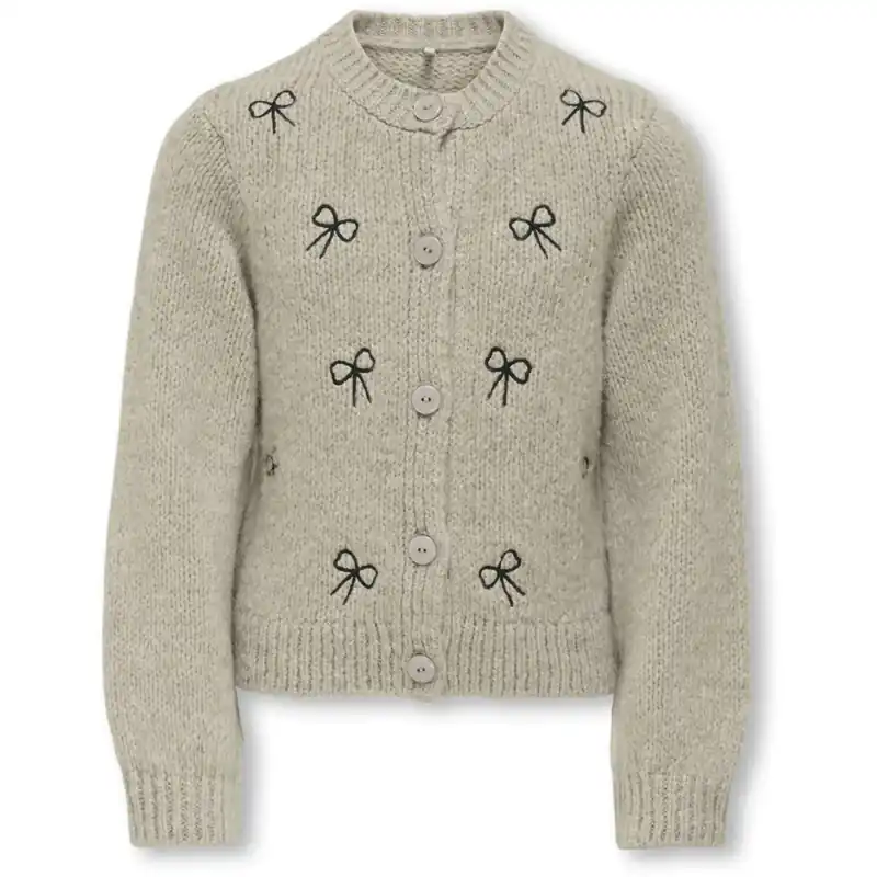 Bästa pris kids ONLY Pumice Stone Melange Detail Bows/Black Kogcody L/S O-Neck Rosett Cardigan Knt
