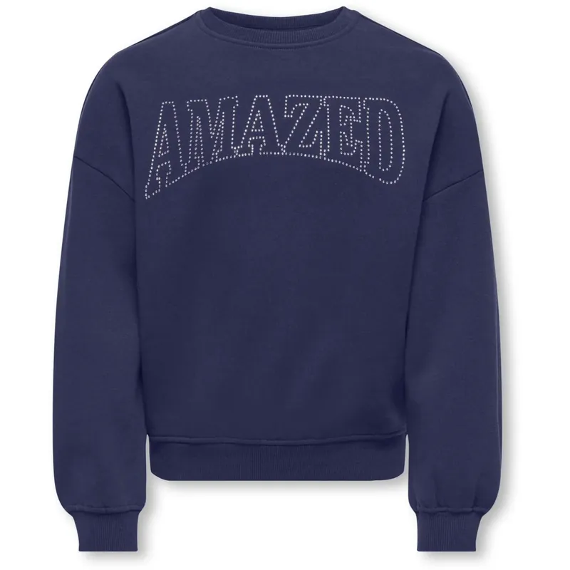 kids ONLY Midnight Sail Amazed Kogkiki Life L/S Ovz O-Neck Stud Bru Swt Kampanjpris
