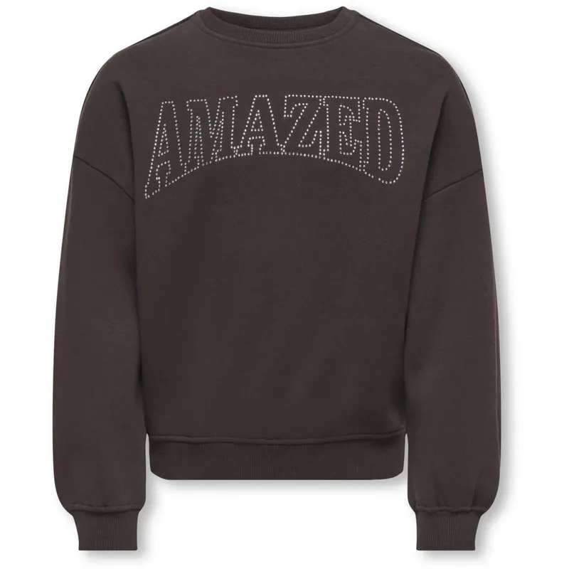 kids ONLY Black Coffee Amazed Kogkiki Life L/S Ovz O-Neck Stud Bru Swt Nyhet