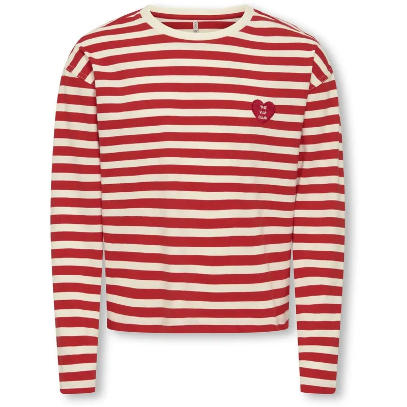 Populär kids ONLY High Risk Red Cloud Dancer/Detail Heart High Risk Red Koglivina L/S O-Neck Stripe Topp Jrs