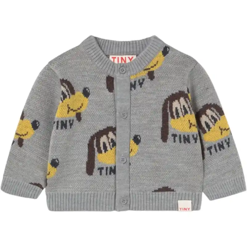 TinyCottons Medium Grey Heather Dogs Baby Cardigan prisnedsättning