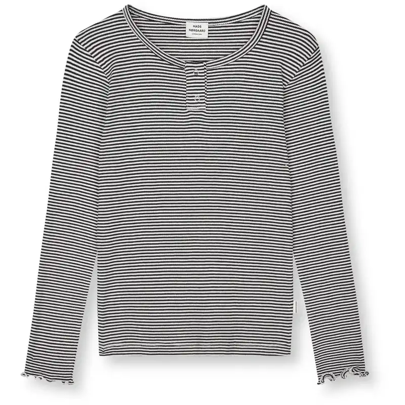 Trygg betalning Mads Nørgaard Black/Vanilla Ice 2X2 Bomull Stripe Tala Tee Ls